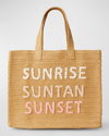 Btb Los Angeles Sunrise Suntan Sunset Straw Tote Bag In Sand/coral Rainbo