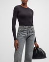 ATM ANTHONY THOMAS MELILLO MICRO-MODAL LONG-SLEEVE CREWNECK BODYSUIT