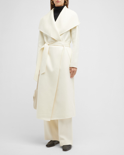Mackage Mai Wool Belted Wrap Coat In Cream