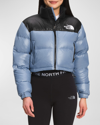 The North Face Nuptse Cropped Down Jacket In Folk Blue In Folk Blue