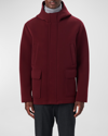 Bugatchi Full Zip Hooded Water Repellent Bomber Jacket In Cabernet