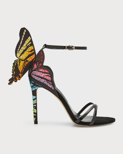 Sophia Webster Chiara Butterfly Ankle-strap Stiletto Sandals In Black