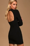 Lulus All That You Wish For Black Mock Neck Cutout Bodycon Dress In Black