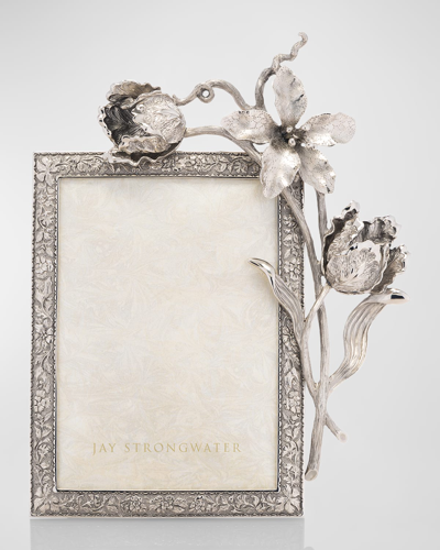 Jay Strongwater Irene Tulip Picture Frame, 5 X 7 In Silver