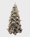 Barcana Snowy Royal Majestic Pine Pre-lit Christmas Tree W/ Cluster Warm White Led Lights, 9'