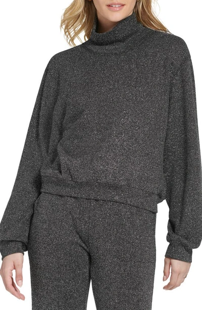 Andrew Marc Sport Glitzy Knit Turtleneck Sweater In Black