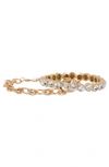 MELROSE AND MARKET 2-PACK GEM AND CHAIN STRETCH BRACELETS