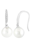 Effy 14k White Gold Diamond & 7-8mm Freshwater Pearl Drop Earrings In White