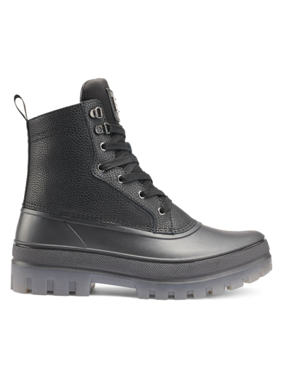 Karl Lagerfeld Men's Fleece-lined Leather Lace-up Winter Boots In Black