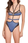 HAUTY HAUTY STRAPPY LACE MICRO DENIM TEDDY