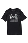 Under Armour Kids' Ua Tech™ Hybrid Performance Graphic Tee In Black / Gray