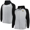 PROFILE HEATHER GRAY JACKSONVILLE JAGUARS BIG & TALL FLEECE RAGLAN FULL-ZIP HOODIE JACKET