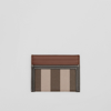 Burberry Check And Two-tone Leather Card Case In Dark Birch Brown