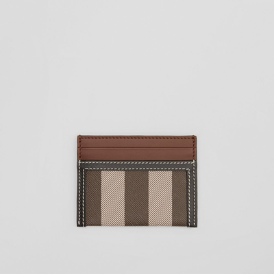Burberry Check And Two-tone Leather Card Case In Brown