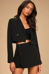Lulus Suit 'em Up Black Black High-waisted Skort In Black