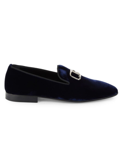 John Richmond Men's Logo Suede Smoking Slippers In Blue