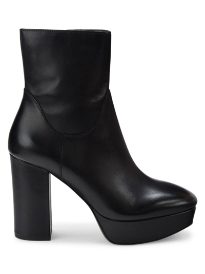 Ash Women's Amazon Block Heel Leather Ankle Boots In Black