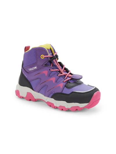 Geox Kids' Girl's Magnetar High Top Sneakers In Purple Pink