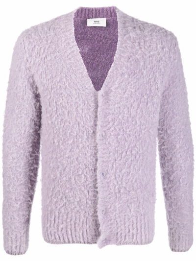 Ami Alexandre Mattiussi Purple Brushed Cardigan