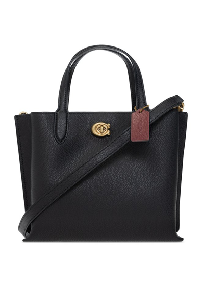 Coach Willow Pebbled Leather Tote Bag In Black | ModeSens