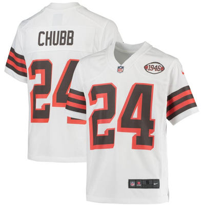 Nike Kids' Youth  Nick Chubb White Cleveland Browns 1946 Collection Alternate Game Jersey