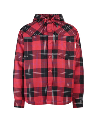 Marni Check Hooded Jacket In Red