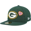 NEW ERA NEW ERA GREEN GREEN BAY PACKERS CHAIN STITCH HEART 59FIFTY FITTED HAT
