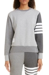 Thom Browne 4-bar Loopback Crew Neck Sweatshirt In Tonal Grey