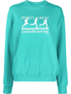 SPORTY AND RICH SPORTY & RICH WOMEN'S LIGHT BLUE COTTON SWEATSHIRT,RUNNERCREWNECKTEAL XS