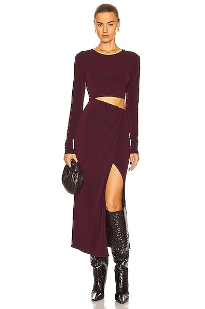 Andamane Gia Cut Out Midi Dress In Rouge Noir