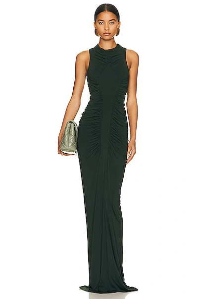 ysl green dress Saint Laurent // Dark Green Silk Belted Dress – VSP Consignment main image 0