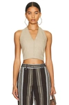 Jacquemus Le Haut Linu Linen Halter Top In Beige