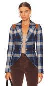 Smythe Rifle-patch Equestrian With Rectangle Patch In Cobalt Plaid