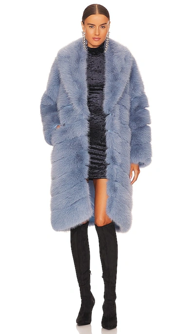 Ow Collection Copenhagen Faux Fur Coat In Blue