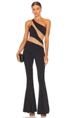 Norma Kamali Snake One-shoulder Mesh-paneled Stretch-jersey Jumpsuit In Black