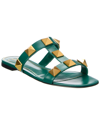 Valentino Roman Stud Slide Sandal In Green