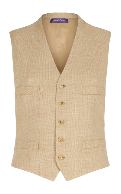 Ralph Lauren Jaiden Canvas Single Breasted Vest In Beige
