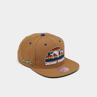 Mitchell And Ness Mitchell & Ness Denver Nuggets Nba Wheat Hardwood Classics Snapback Hat In Wheat/royal