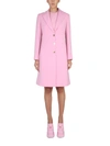 Versace Single-breasted Virgin-wool Coat In Pink