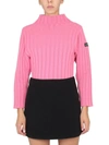 Patou Logo-patch Ribbed-knit Jumper In Pink