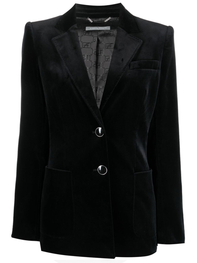 Alberta Ferretti Single-breasted Velvet Blazer In Black