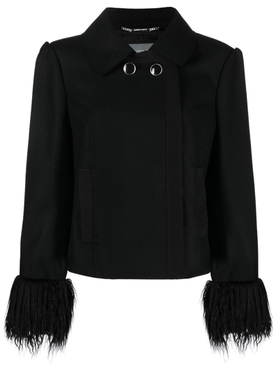 Alberta Ferretti Fringe-cuffs Shirt Jacket In Black
