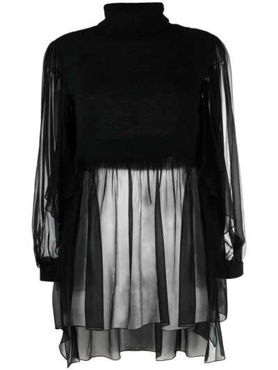 Alberta Ferretti Roll Neck Panelled Jumper In Black