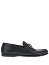 Ferragamo Galileo Gancini Buckle Leather Loafers In Black