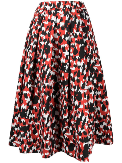 Comme Des Garçons All-over Graphic-print Skirt In Red