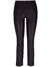 Vince Cropped Black Leggings In Sheep Leather In Black