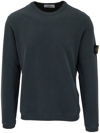 Stone Island Logo-patch Knitted Jumper In Blue