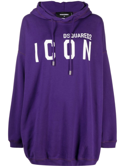 Dsquared2 Logo-print Oversize Hoodie In Purple