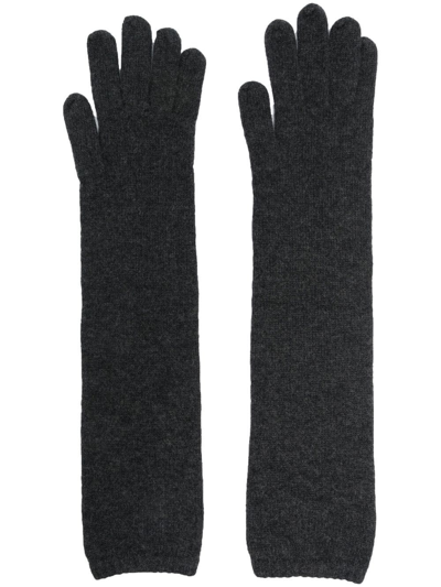 Gentry Portofino Ribbed-knit Long Gloves In Grey