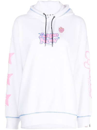 Aape By A Bathing Ape Logo-print Detail Hoodie In White